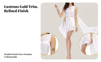 Draped Ancient Roman Costume | cascading Asymmetrical Hem, Greek Toga Costume, Gold Trim Detailing, deity Dress, for Halloween
