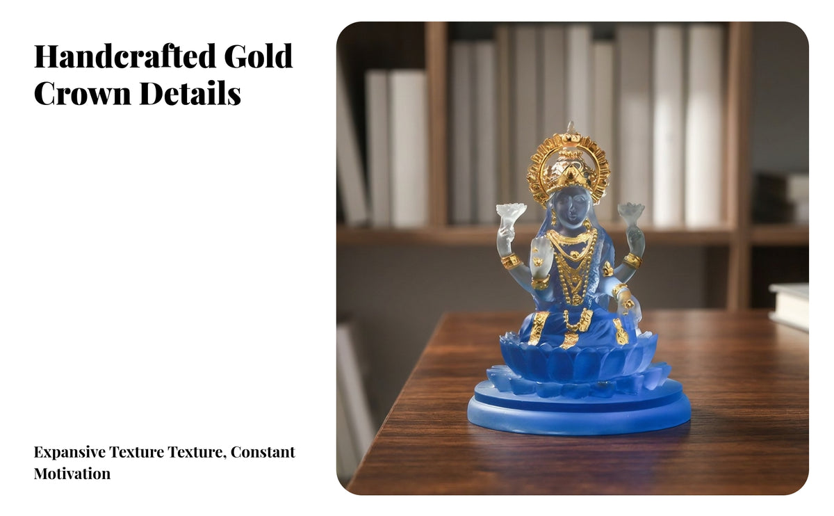 Deity Figurine with Pedestal | Ornate Gold Detailing, Compact Tabletop Design, Multi-Armed deity Statue, for Altar