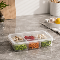 Kitchen Household Divided Storage Box for Frozen Meat, Vegetable, Food Prep, Large Capacity Freezer Container, Food Grade