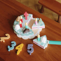 24 Pieces Sliceable with Hook-and-Loop Fastener Wooden Birthday Cake Toy Polished Edges Play Food Birthday Cake Sturdy and Sturdy Wooden Food Cutting Set Educational for Toddlers