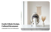 Indian Aesthetic Feather Battle Headdress Natural Feathers Tribal Aesthetic Headpiece Leader Feather Headdress Adjustable Band
