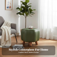 Solid Wood Frame Stackable Upholstered Pouf Multi-Purpose Low Stool Strong Load-Bearing Footrest Wear-Resistant for Children, Adults, Families, Living Room, Entryway, Bedroom, Home Removeice