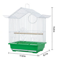 Breeding Birdcage with Roosting Compartment Box and Wood Perches, Compact Avian Cage for Parakeet and Finch, Hanging Birdcage with Removable Tray