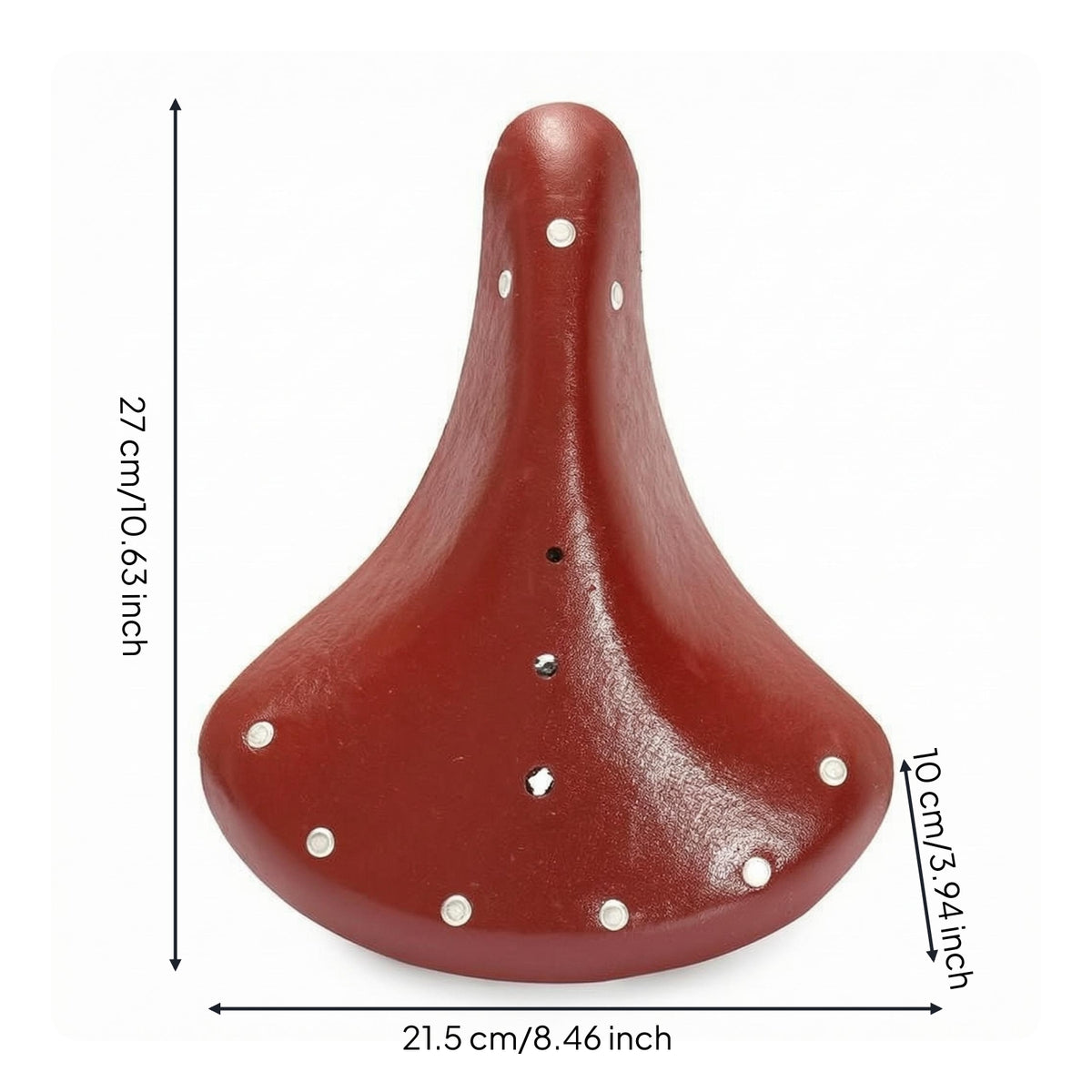 Curved Retro Shape Vintage Bike Saddle Brown-Red Finish Vintage Bike Seat Metal Rivets Faux Leather Saddle Shock Absorbing