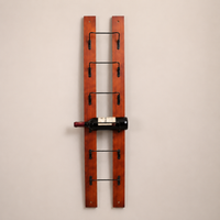 Rustic Wooden Wall Mounted Wine Rack, Vintage Dark Reddish-Brown Wine Display for Kitchen & Dining Room, Home Decor Wall Wine Rack