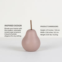 Living Room Decor White Porcelain Ceramic Pear Figurine, Modern Minimalist Fruit Ornament for Desktop and Office, Elegant Decorative Piece