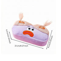 Embroidered Face Soft Pencil Case Downy Tufts Stuffed Pencil Pouch Fuzzy Cute Stationery Case Soft