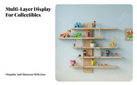 Space-Saving Kids Room Toy Display Shelf Solid Wood Wooden Figurine Display Shelf Easy Installation for Collectors, Adults, Bedroom, Hallway