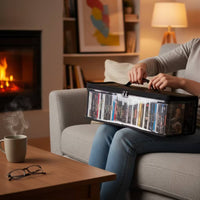 CD Storage Bag Transparent DVD Storage Bag CD Holder with Clear Window Zippered Media Holder with Handles Portable