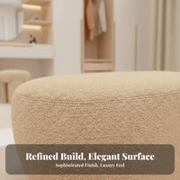 Minimalist Design Pebble-Shaped Pouf Irregular Shape Upholstered Stool Soft Textile Ottoman Multifunctional for Design-Conscious Individuals, Interior Designers, Apartment Dwellers, Dressing Room, Entryway, Walk-in Closet, Bedroom