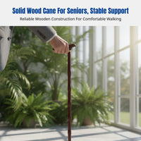 Wooden Cane for Elderly, sturdy Wood, Four-Legged, Anti-Slip, Lightweight, Ornamental Head