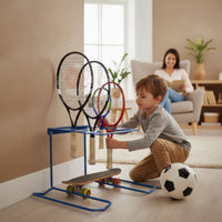 Metal Tennis Racket Storage Stand Minimalist Tennis Racket Storage Rack Industrial Steel for Home Gym, Game Room, Garage