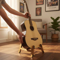 Safeguarding Padding Universal Instrument Floor Stand Triangular Stand Guitar Stand Bamboo Guitar Rack for Guitarists