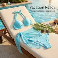 Swimsuit for Women with Long Sleeve Sun Protection, Four-Piece Bikini Set Including Triangle for