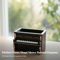 Black Upright Piano Planter Gold Trim Tabletop Piano Planter Matte Plant Container Vintage
