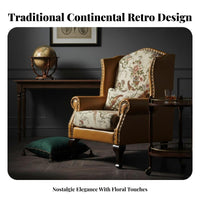 Highrear backrest Chair USA-inspiredaesthetic & construction Upholstered side-shield armchair Vintage Look Single Sofa for Readers, Home Decorators, Study, Bedroom, Office