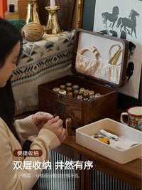 实木针线盒结婚高质量家用手提大号手工缝纫工具套装缝补收纳盒