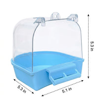 Bird Bathtub and Parrot Bathing Station with Perch, See-through Design for Small Birds, Canary and Budgie Bath with Suction Cups, SIZE-25
