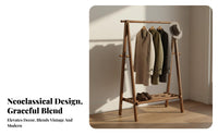 Solid Wood Wooden Clothes Rack Stable Structure Wooden Clothes Rack with Shelves Space Saving Hall Tree with Storage Shelves Large Capacity for Renters, Homeowners, Students, Entryway, Bedroom, Living Room, Apartment