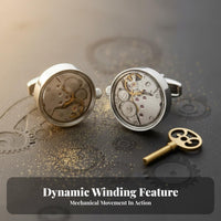 Mechanical Watch Movement Cufflinks Intricate Gearing Watch Movement Cufflinks