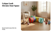 Open-Ended Zipper-Connected Rainbow Play Tunnel Striped Small Pet Plaything Portable Rainbow Cat Tunnel