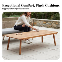 4 Pieces Nordic Design Woven Rope Lounge Set sturdy Wood Frame Outdoor Furniture Weather-Resistant Conversation Group Thick paddings for lodging industry Businesses, Garden lovers, Patio, Balcony, Sunroom, rearyard