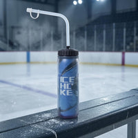 Ice Hockey Bottle Black Ribbed Cap Hockey Water Bottle Tall Narrow Shape Easy Drinking for Athletes
