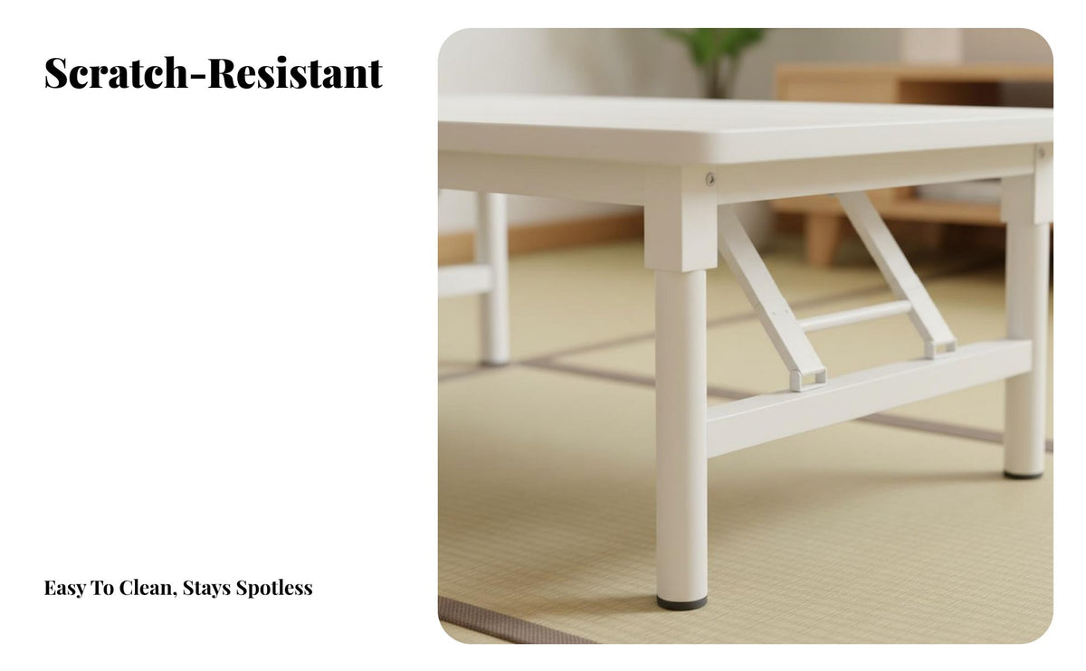 Foldable Design Rectangular Folding Table Space-Saving Small Apartment Dining Table No Assembly Required Portable Low Desk Sturdy and Long-Lasting for Renters, Students, Adults, Living Room, Bedroom, Outdoor, RV / Caravan