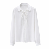Silky Blouse for Women with Long Sleeve Design, Blouses in Polyester Spandex Blend for Office Wear and Business Casual, Plus Size Available