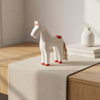 2 Pieces Nordic Design Rocking Horse Figurine Minimalist Design Wooden Horse Statue Wood Material Home Decor Fine Workmanship for Living Room, Bedroom, Entryway, Cafe