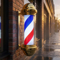 Wall-Attached Barber Pole Red Barber Shop Pole Lamp Side Arm Mount Striped Tube Light
