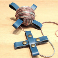 Tangle-Untangled Cross-Shaped Yarn Winder Handheld Manual Yarn Ball Holder Easy to Use PU Leather Thread Bobbin Stable Design for Knitters, Crocheters, Crafters, Travel