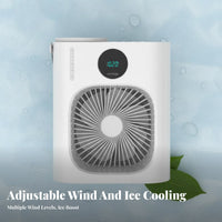 Portable Air Chiller Misting Function Mini Air Conditioner Fan 3 Speeds Desktop Cooling Fan for Students, Office Workers, Bedroom, Dorm Room