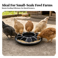 Raised Cone Round Poultry Feeder Bowl Thickened Plastic Metal Wire Poultry Feeder Low Profile Segmented Feed Tray 14 Openings