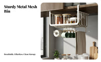 Space-Saving Under-Shelf Hanging Basket No-Drill Installation Insert-in Wire Basket Multi-Purpose Cabinet Organizer Heavy-Duty for Students, Homeowners, Office Workers, Kitchen, Dorm Room, Pantry, Bookshelf