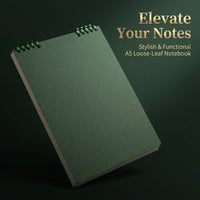 size Spiral Notebook with PP Cover, Removable Pages Loose-Leaf Binder Notepad, 120 Lined 80gsm Paper for School Office, Dark Green