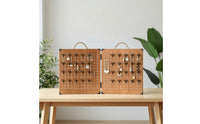 Jewelry Display Rack Portable Tabletop Pegboard Display Stand Hinged Jewelry Rack with Hooks for Retail Shops