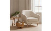 Decorative Woven Basket with Face Rattan Wicker Storage Bin Natural Open-Top for Children, Desktop, Bedroom, Bedside Table