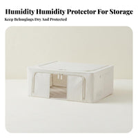 cleanable foldable textile Box Reinforced Handles Lidded textile Box with transparent panel Large Capacity Closet Organizer particlesresistant Lid for Students, households, Families, Bedroom, Dorm Room, Under Bed