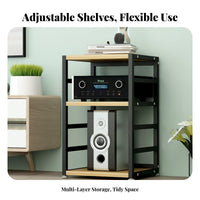 Sturdy Steel Frame High-Fidelity Equipment Rack Heavy Duty Multi-Tier Audio Rack Thickened Shelves Adjustable Amplifier Shelf Lockable Wheels for Audiophiles, Home Theater Enthusiasts, Studio
