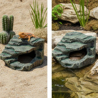 Reptile Hide with Basking Surface Basking Surface with Stepped Reptile Cave for Pet Reptiles