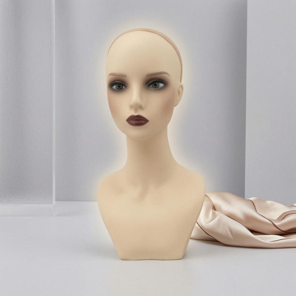 Mannequin Head with Shoulders PVC cover Mannequin Bust Ear Holes