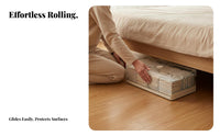 Lowheight Rolling Bin Foldable Rolling Storage Bin Transparent Lid Underbed Container for Students, Apartment Dwellers, Under Bed, Dorm Room, Closet