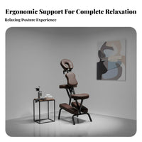 Lightweight Foldable Chair Oil and Waterproof Portable Massage Chair Ergonomic Design Adjustable Kneeling Stool Padded Cushion for Beauticians, Physical Therapists, Clients, Beauty Salon, Mobile Treatment, Home, Office