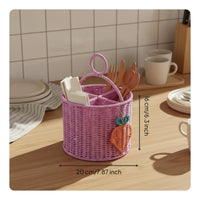 Woven Picnic Basket Artisanal Appearance Divided Carry Basket Lightweight Household Decor for Outdoor, Tabletop