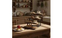 4 Tier Display Stand Rustic Cupcake Stand with Wooden Shelves Space Saving Wood Display Riser for Party Hosts, Weddings