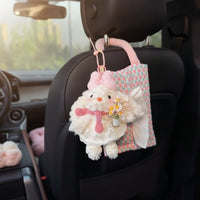 Animal-Shaped Car Seat Tissue Holder with Hanging Strap Soft Hanging Tissue Pouch with Soft Rabbit Compact Universal Fit for Drivers