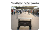 Foldable Utility Cart with Table Sets Up in Seconds Street Vending Cart Folding Vendor Stall Sturdy Construction for Camping
