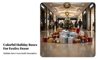 Festive Design Empty Gift Box Stackable Christmas Gift Box Vibrant Colors Christmas Present Prop Sturdy Cardboard for Visual Merchandisers, Event Planners, Shopping Mall, Holiday Season, Photo Backdrop, Parties