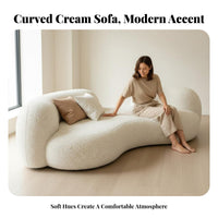 Wavy Sectional Sofa Cream & Design Appearance Living Room Seating Curved Design Featured Chair for Business Owners, Families, Salon Establishment